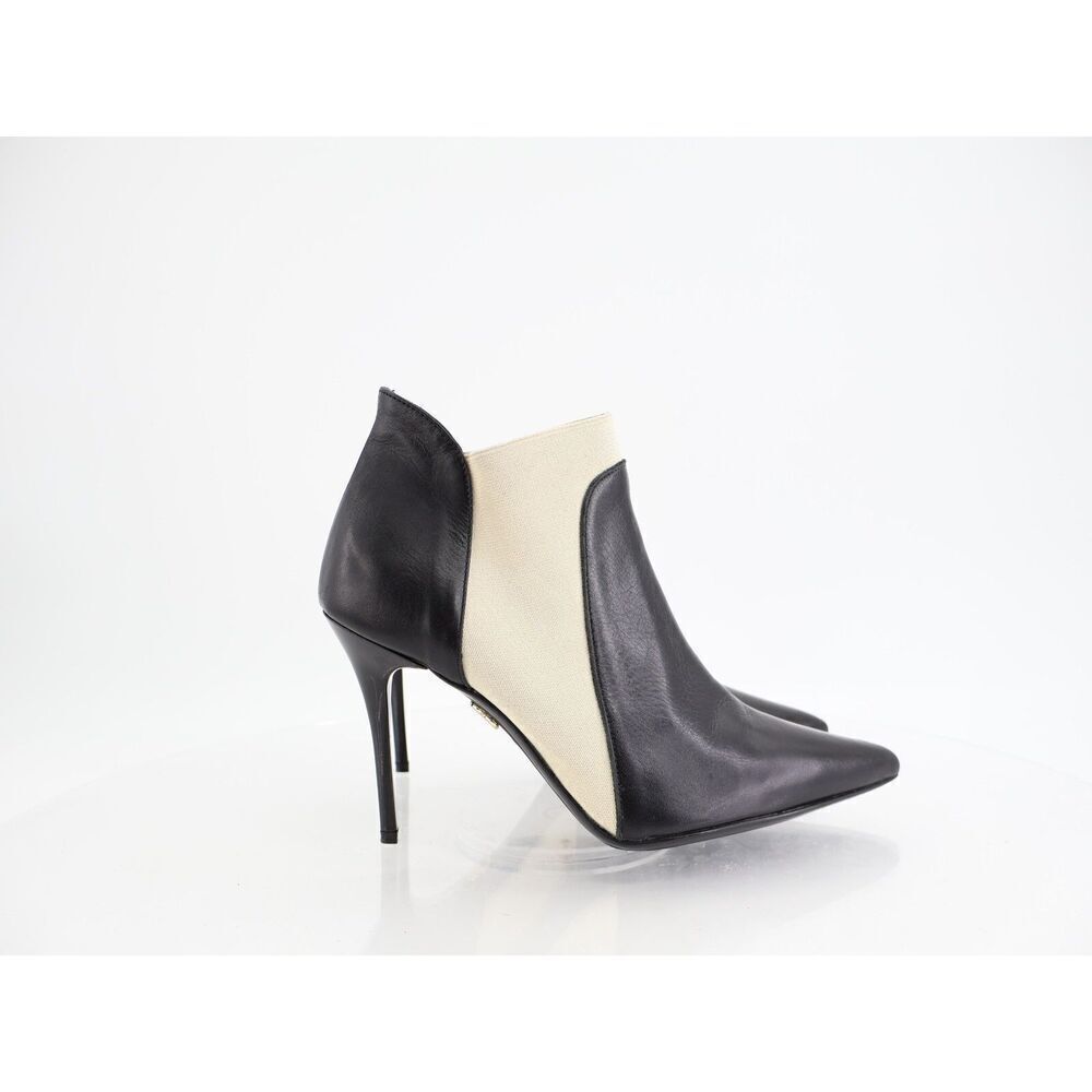 Beautiisoles Abby Pointed Toe Bootie Black White Stiletto Heel Pull On Boot Sz 8 — image 6 of 8